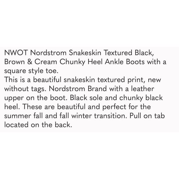 Nordstrom Rack Ankle Booties Size 7.5 Leather Snake Print Block Heel NEW - Picture 9 of 9